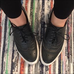 Black lace up oxford leather shoes size 36